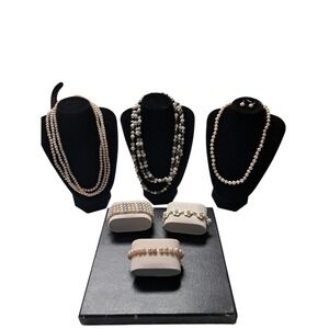 Pearl Jewelry Lot Including Necklaces Bracelets And One Set Of Earings